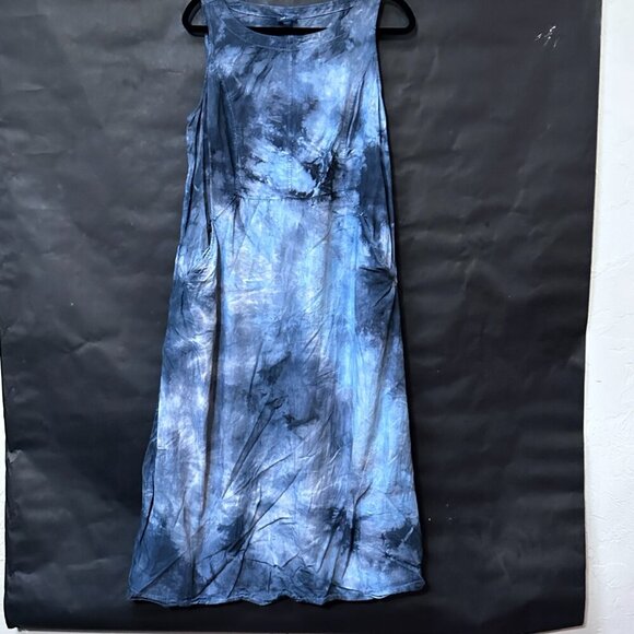 J.Jill Black Tie Dye Size Petite XL Extra Large Tencel Blue Dress Sleeveless - Picture 7 of 10